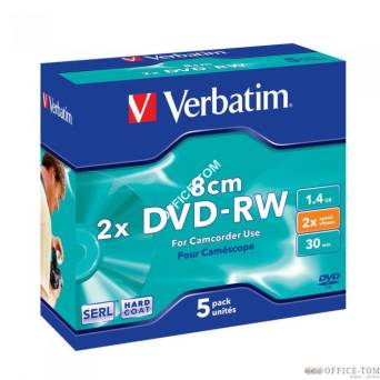 Płyta VERBATIM mini DVD-RW  jewel case  1.4GB  2x  hard coat