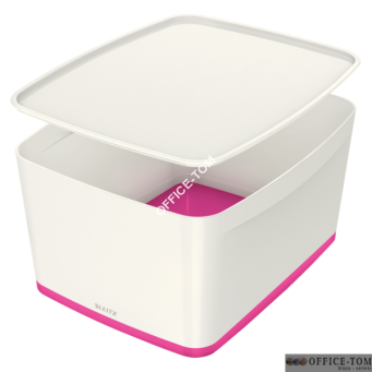 Pojemnik MyBOX duży z pokrywką biało-różowy Leitz