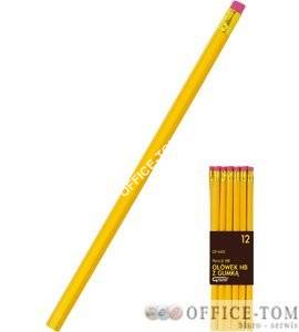 Ołówek z gumką GRAND 6602 zółty (12) 160-1764