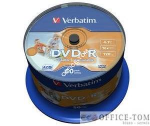 Płyta VERBATIM DVD-R  cake box 50  4.7GB  16x  do nadruku Wide