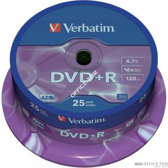 Płyta VERBATIM DVD+R cake box 25 4.7GB 16x Matt Silver