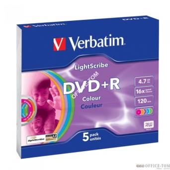 Płyta VERBATIM DVD+R  slim jewel case  4.7GB  16x  LightScribe  kolor