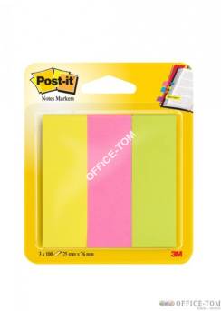 Znaczniki samoprzylepne Post-it®, neonowe, 100 kart, 3 bloczki 26 x 76 mm 671/3 3M