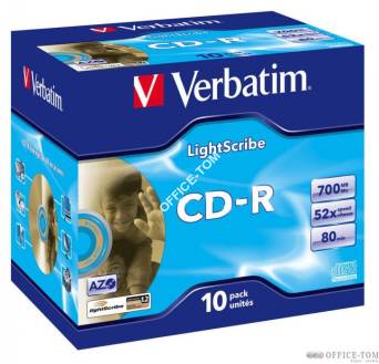 Płyta VERBATIM CD-R  jewel case  700MB  52x  LightScribe  DataLife+ AZO