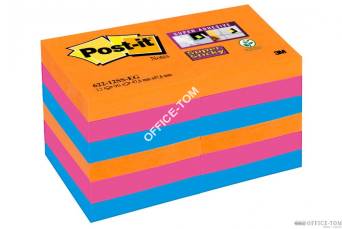 Bloczek samoprzylepny 622-12SS-EG Post-it® Super Sticky, iskrzące kolory, 12 sztuk po 90 kartek, 51x51 mm