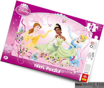 Puzzle Wiosenny taniec -Puzzle Ramkowe Disney Princess 15 elementów TREFL 31112