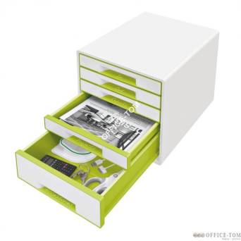 Pojemnik z 5 szufladami Leitz WOW, perłowy biały / zielony