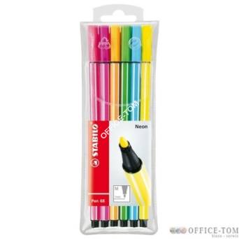 Flamastry fluorescencyjny STABILO Pen 68 Neon, zestaw 6 szt. w plastikowym etui