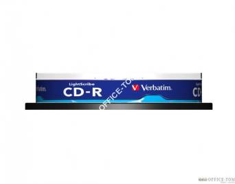Płyta VERBATIM CD-R  cake box 10  700MB  52x  LightScribe  DataLife+ AZO
