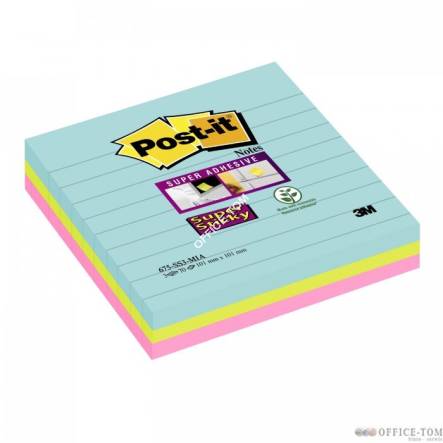 Karteczki samoprzylepne Post-it® Super Sticky XL Miami w linię 101x101 mm 3x70 karteczek