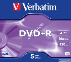 Płyta VERBATIM DVD+R  jewel case  4.7GB  16x  Matt Silver