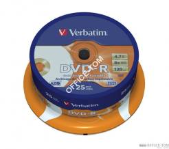 Płyta VERBATIM DVD-R  cake 25  4,7GB  8x  Archival Gold  do nadruku Photo
