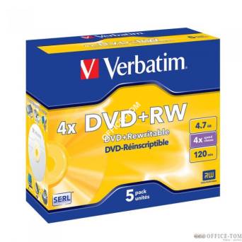 Płyta VERBATIM DVD+RW  jewel case  4.7GB  4x Matt Silver