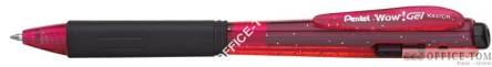 Długopis żelowy WOW BK437CR/B czerwony pstrykany gumowy uchwyt PENTEL