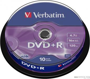 Płyta VERBATIM DVD+R cake box 10 4.7GB 16x Matt Silver