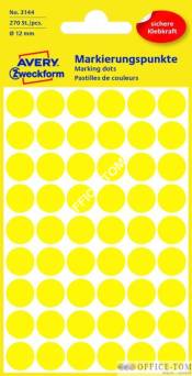 Kółka AVERY ZWECKFORM do zaznaczania kolorowe 270 etyk./op., Ø12 mm, żółte