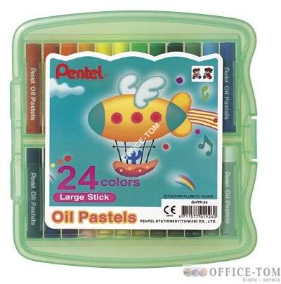 Pastele olejne PENTEL 24-kolorowe o grubszym przekroju w plastkowym opakowaniu
