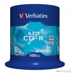 Płyta VERBATIM CD-R  cake box 100  700MB  52x  Crystal  DataLife+ AZO