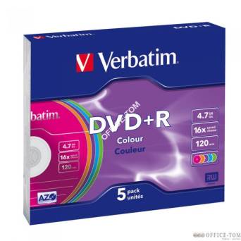 Płyta VERBATIM DVD+R  slim jewel case  4.7GB  16x  Colour