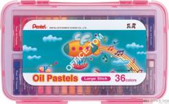 Pastele olejne PENTEL 36-kolorowe o grubszym przekroju w plastkowej walizeczce (różowej)