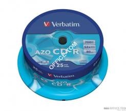 Płyta VERBATIM CD-R  cake box 25  700MB  52x  Crystal  DataLife+ AZO