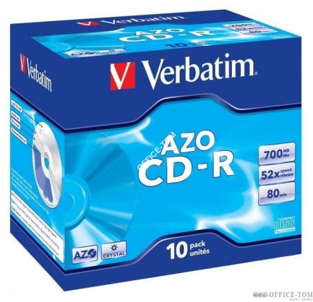 Płyta VERBATIM CD-R  jewel case  700MB  52x  Crystal  DataLife+ AZO