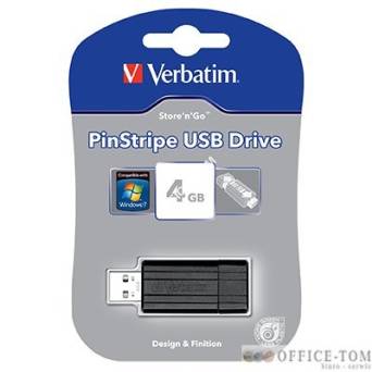 Pamięć USB VERBATIM 4GB USB 2,0 czarny 49061 PIN STRIPE
