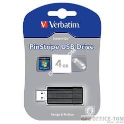 Pamięć USB VERBATIM 4GB USB 2,0 czarny 49061 PIN STRIPE