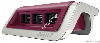 Ładowarka Leitz Style na 3 porty USB ciemno-czerwona