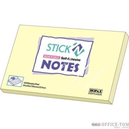 Notes samoprzylepny 127x76 żółty pastel STICK`N 100k. 21009