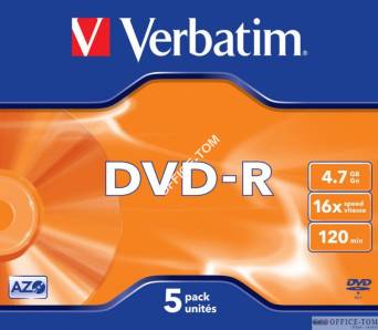 Płyta VERBATIM DVD-R  jewel case  4.7GB  16x  Matt Silver