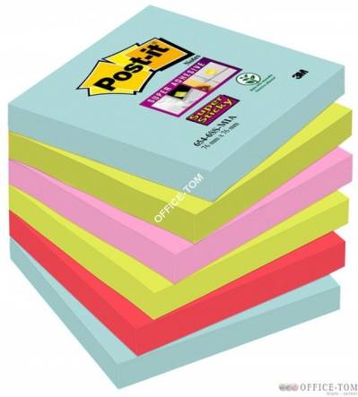 Karteczki samoprzylepne Post-it® Super Sticky Miami 76x76 mm 6x90 karteczek