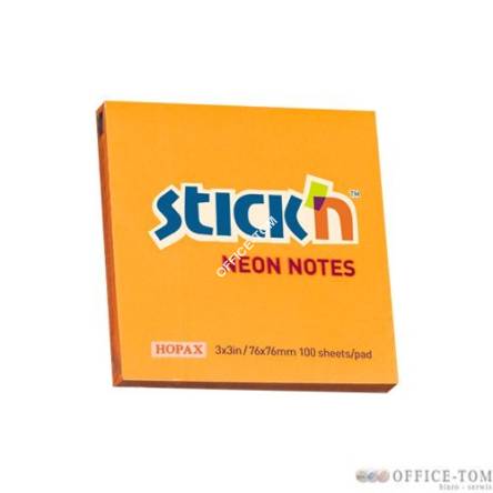 Notes Samoprzylepny 76mm x76mm Pomarańczowy Neonowy 21164 Stick\'n
