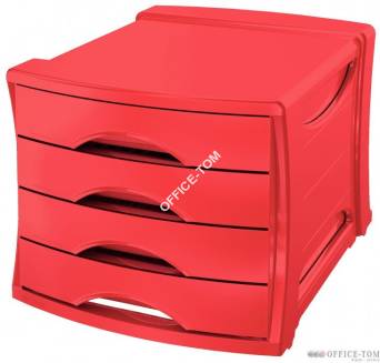 Pojemnik z szufladami z 4 szufladami ESSELTE Europost VIVIDA, czerwony