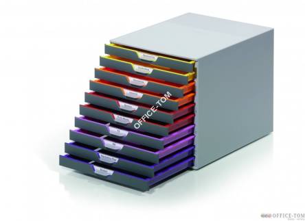 VARICOLOR pojemnik z dziesięcioma kolorowymi szufladkami. Wymiary: 280x292x356 mm (WxSxG)