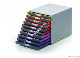 VARICOLOR pojemnik z dziesięcioma kolorowymi szufladkami. Wymiary: 280x292x356 mm (WxSxG)