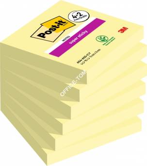 KARTECZKI SAMOPRZYLEPNE POST-IT® SUPER STICKY (654-P6SSCY-EU), 76X76MM, 4+2X90 KART., ŻÓŁTE, 2 BLOCZKI GRATIS