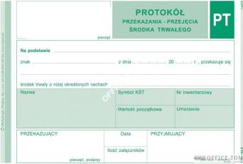 PT Protokół Przekazania / Przyjęcia Środka Trwałego MICHALCZYK I PROKOP