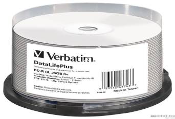 Płyta VERBATIM BluRay BD-R  cake 25  25GB  6x WIDE THERMAL PRINTABLE SURFACE