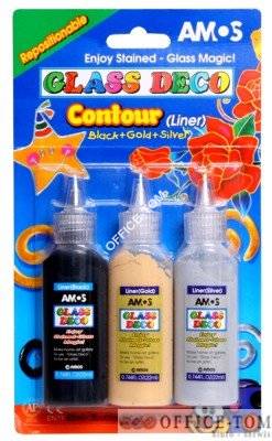 Farby witrażowe AMOS kontur GD22B3 - 3 kolory