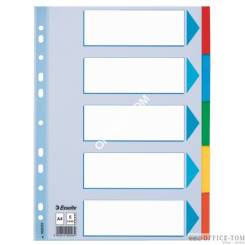 Przekładki, kolorowy karton z kartą opisową A4, ESSELTE, 5 kart