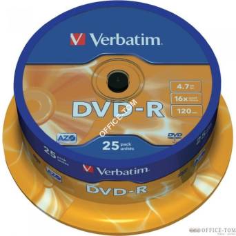 Płyta VERBATIM DVD-R cake box 25 4.7GB 16x Matt Silver