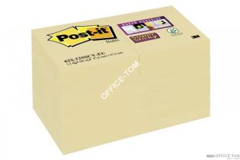 Bloczek samoprzylepny 622-12SSCY-EU Post-it® Super Sticky, żółty, 12 sztuk po 90 kartek, 51x51 mm