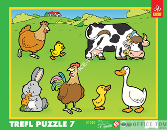 Puzzle Wiejskie zwierzęta - Puzzle Ramkowe 7 elementów TREFL 31050