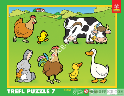 Puzzle Wiejskie zwierzęta - Puzzle Ramkowe 7 elementów TREFL 31050