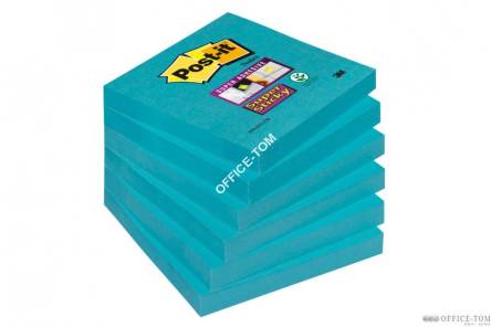 Bloczek samoprzylepny 654-6SS-EB Post-it® Super Sticky, elektryczny błękit, 6 sztuk po 90 kartek, 76x76 mm