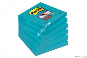 Bloczek samoprzylepny 654-6SS-EB Post-it® Super Sticky, elektryczny błękit, 6 sztuk po 90 kartek, 76x76 mm