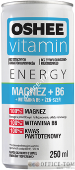 Oshee Vitamin Napój Energetyczny- Magnez, owocy tropikalne 0,25l, zgrzewka=24sztuki (puszki)