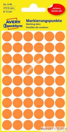 Kółka AVERY ZWECKFORM do zaznaczania kolorowe 270 etyk./op., Ø12 mm, pomarańczowe odblaskowe