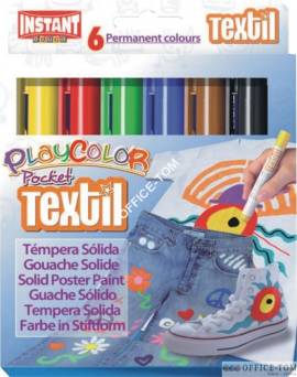 Farby w sztyfcie Playcolor textil pocket 6 kolorów